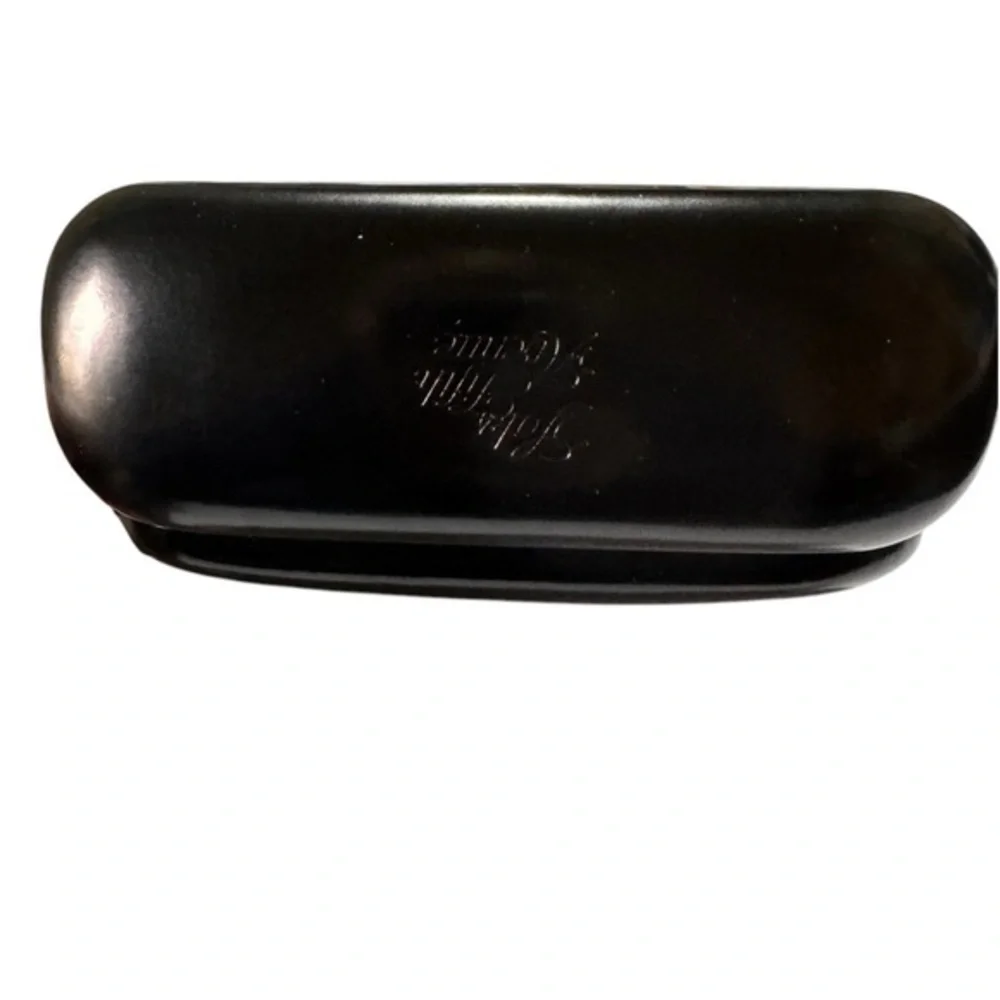 SAKS FIFTH🔥AVENUE Designer Black Leather Hard Clam Shell Eyeglass Sunglass Case